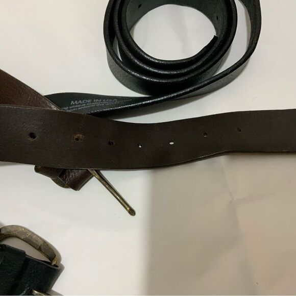 Justin Top Grain Leather Belt Size 42 Made In USA lot of 2 black & brown - Picture 9 of 11